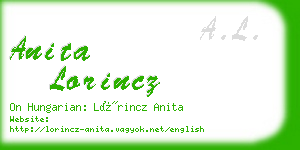 anita lorincz business card